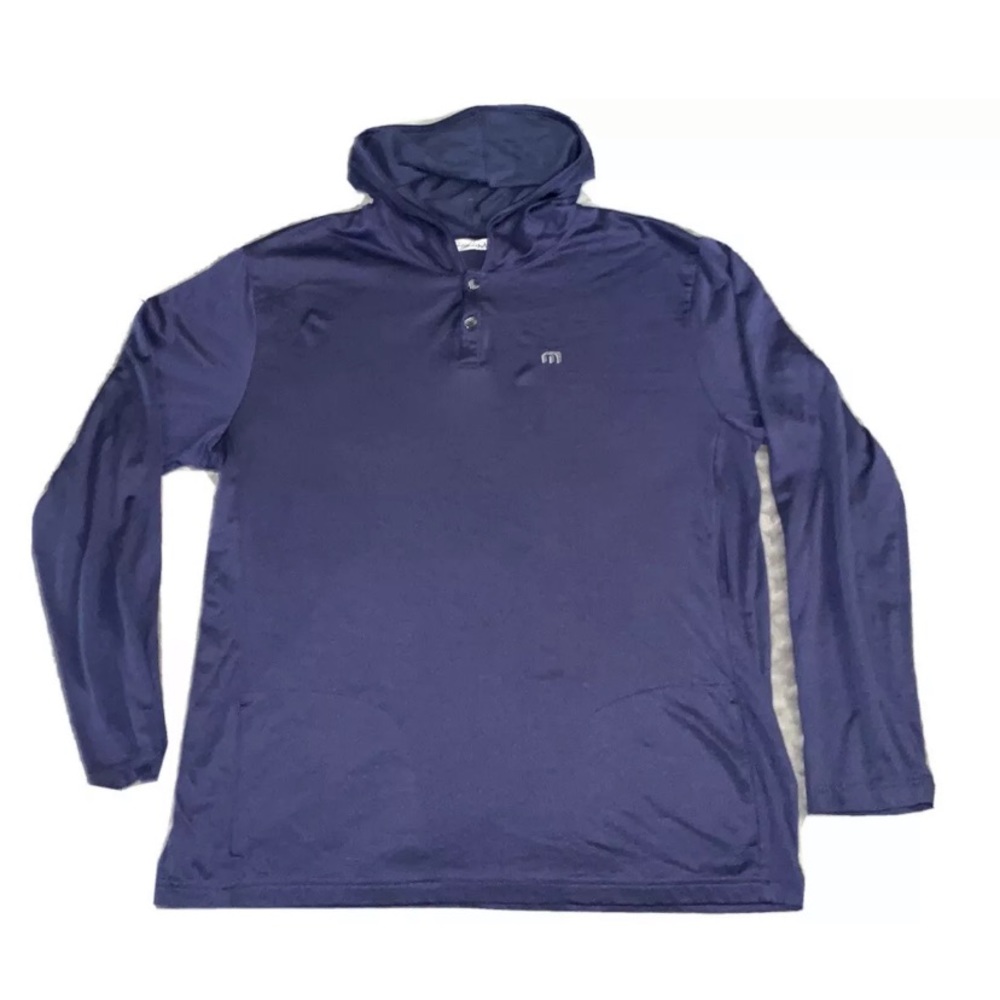 Travis Mathew Mens Blue Hooded Shirt Size XL